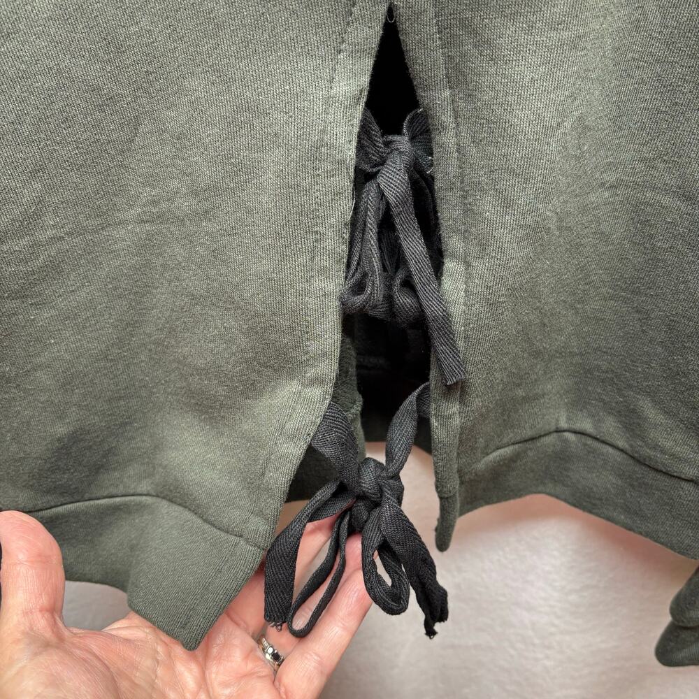 Forever 21 Olive Green Cropped Bow Tie Back Hoodie - Picture 5 of 5
